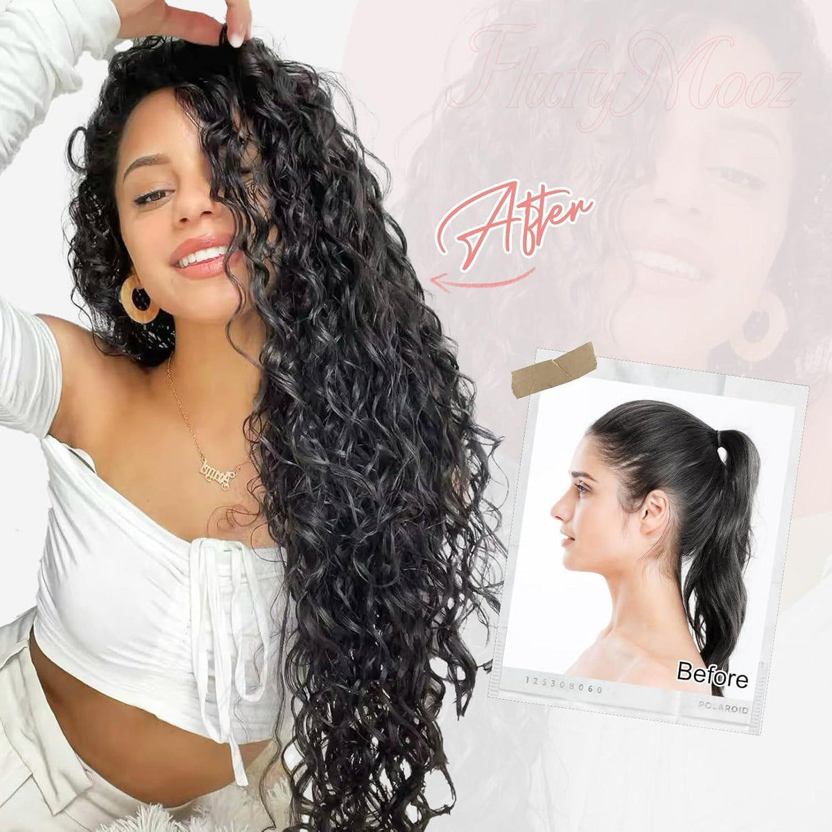 22 Zoll Lockige Haarverlängerung Blau mit Blond Highlights