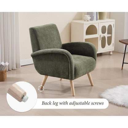 Chenille Loungesessel Grün – Bequemer Ohrensessel für Wohnzimmer