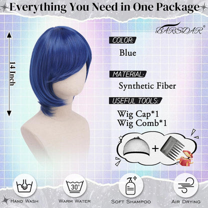 Blaue Bob Perücke – Sadness & Coraline Kostüm Perücke