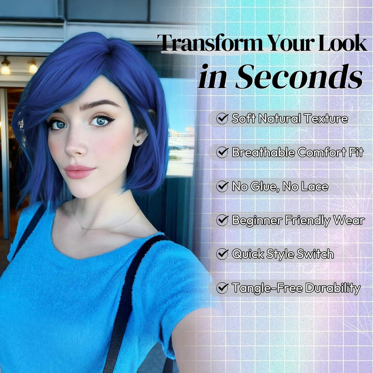 Blaue Bob Perücke – Sadness & Coraline Kostüm Perücke