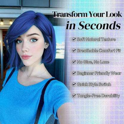 Blaue Bob Perücke – Sadness & Coraline Kostüm Perücke