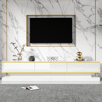 TV Lowboard 200cm mit 3 Schubladen – Weiß Hochglanz