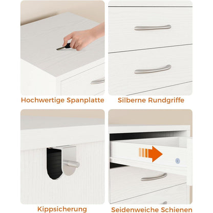 Weiße Kommode mit 8 Schubladen – Schmaler Schubladenschrank