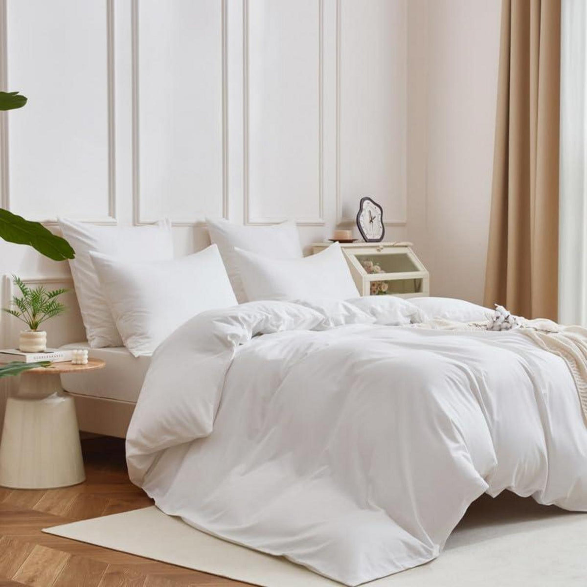 Mako Satin Bettwäsche Set 135x200 Baumwolle Weiß 4tlg.