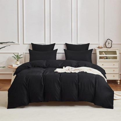 Mako Satin Bettwäsche Set 135x200 cm – Schwarz 4tlg.