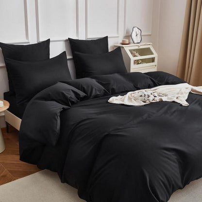 Mako Satin Bettwäsche Set 220x240 cm Schwarz 3-teilig