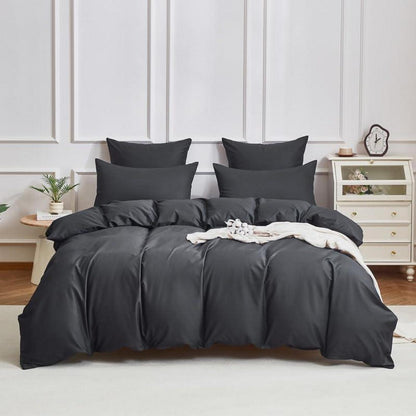 Mako Satin Bettwäsche Set 220x240cm Grau Baumwolle