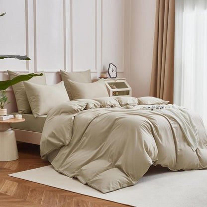 Mako Satin Bettwäsche Set 135x200 Baumwolle Khaki 4tlg.