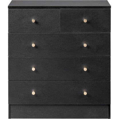 Kommode 5 Schubladen Schwarz – Schlafzimmer Sideboard mit Stauraum