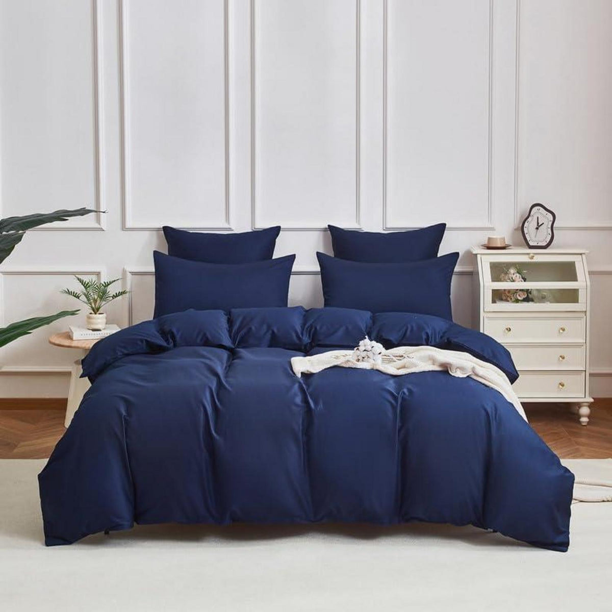 Mako Satin Bettwäsche Set 135x200cm Blau Petrol 4tlg.