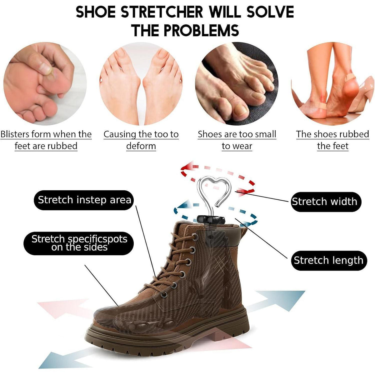 Schuhspanner verstellbar für Damen & Herren, breite Füße