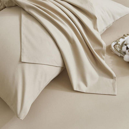 Mako Satin Bettwäsche Set 220x240cm Braun Khaki 3tlg.