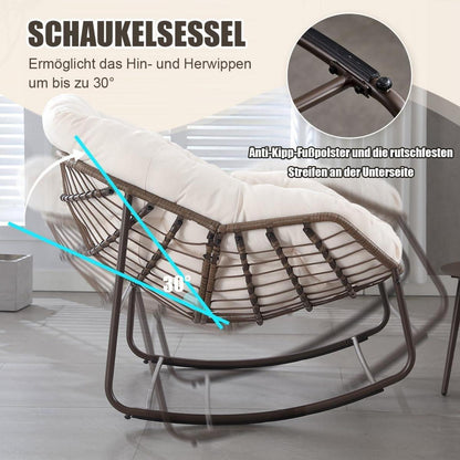 Rattan Schaukelstuhl Eiersessel für Wohnzimmer Balkon Garten