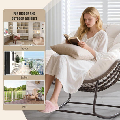 Rattan Schaukelstuhl Eiersessel für Wohnzimmer Balkon Garten