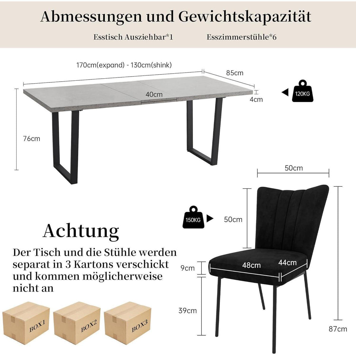 Ausziehbarer Esstisch mit 4 Stühlen – Modernes Esszimmer Set
