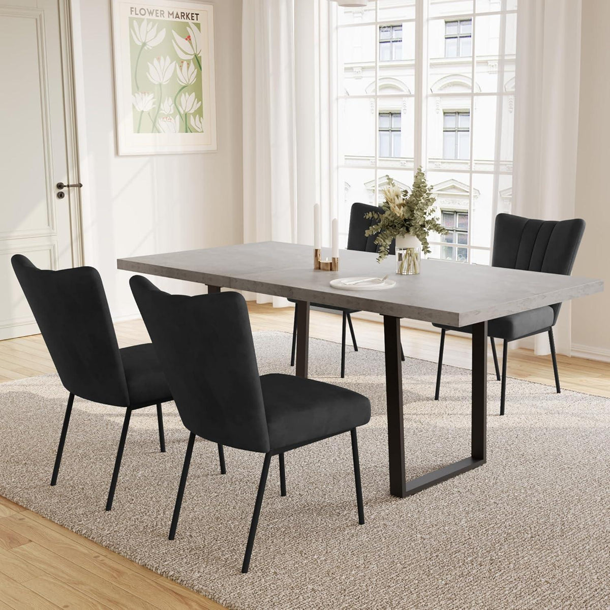 Ausziehbarer Esstisch mit 4 Stühlen – Modernes Esszimmer Set