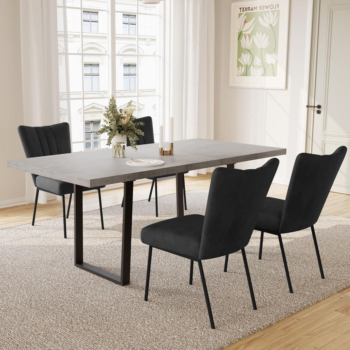 Ausziehbarer Esstisch mit 4 Stühlen – Modernes Esszimmer Set