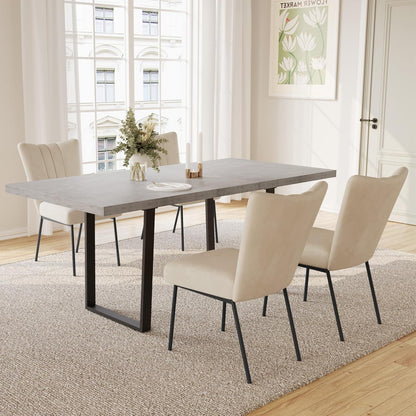Ausziehbarer Esstisch mit 4 Beige Stühlen – Essgruppe für Wohnzimmer