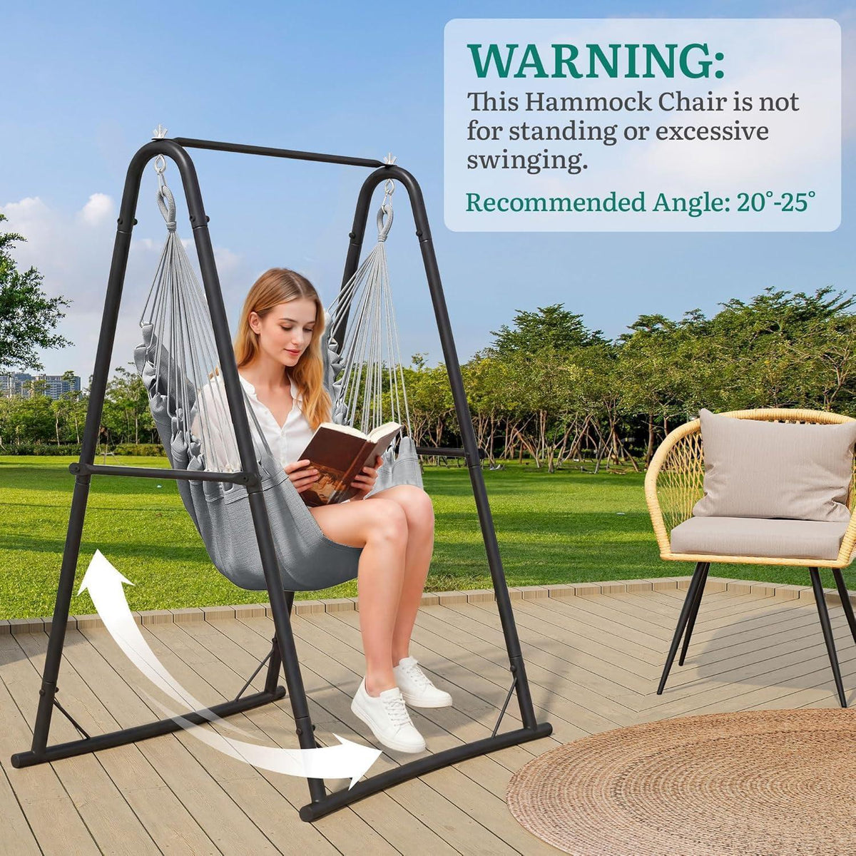 Hängesessel mit Gestell & Kissen – Grau für Terrasse & Garten