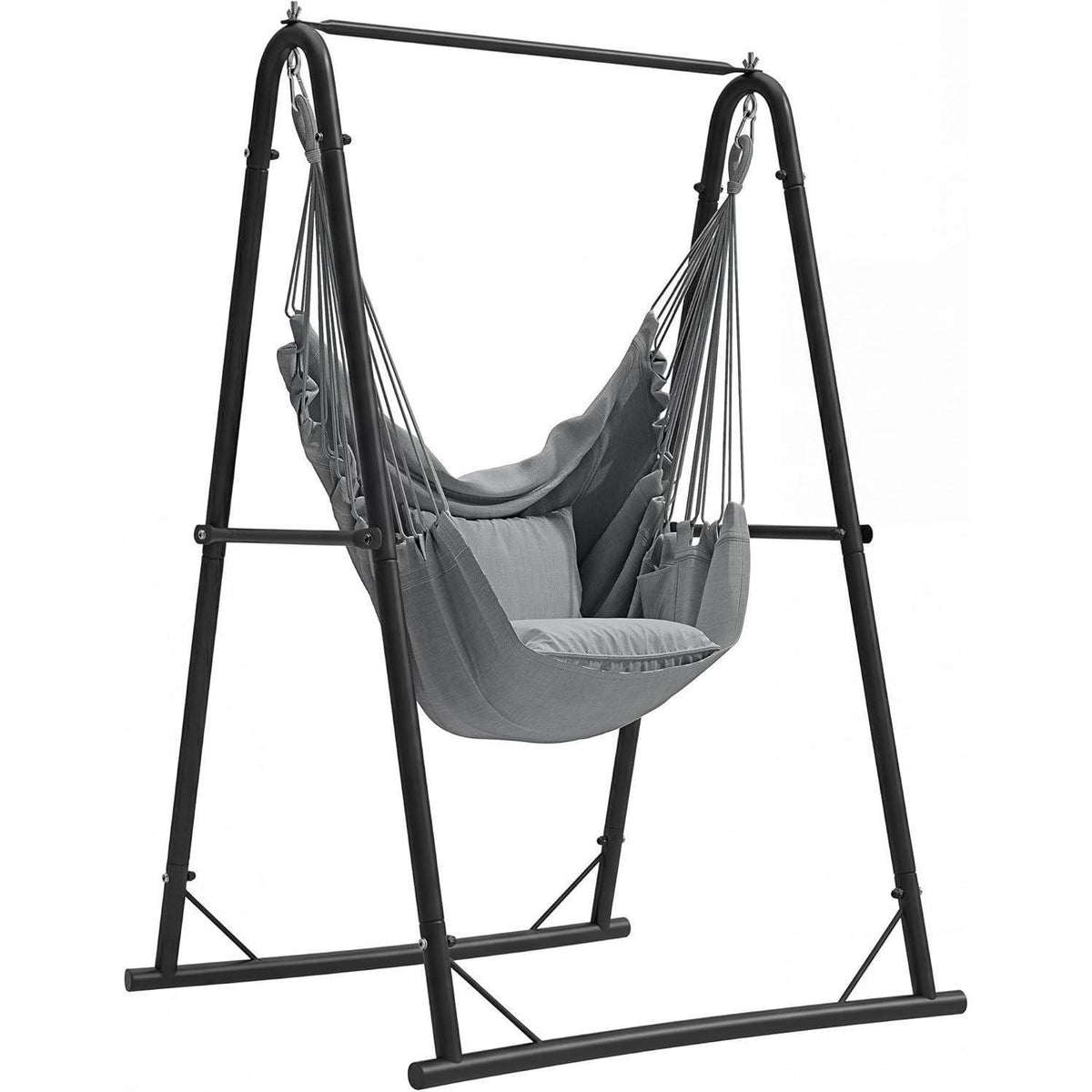 Hängesessel mit Gestell & Kissen – Grau für Terrasse & Garten