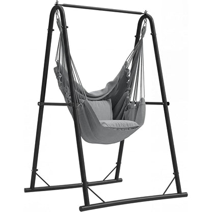 Hängesessel mit Gestell & Kissen – Grau für Terrasse & Garten