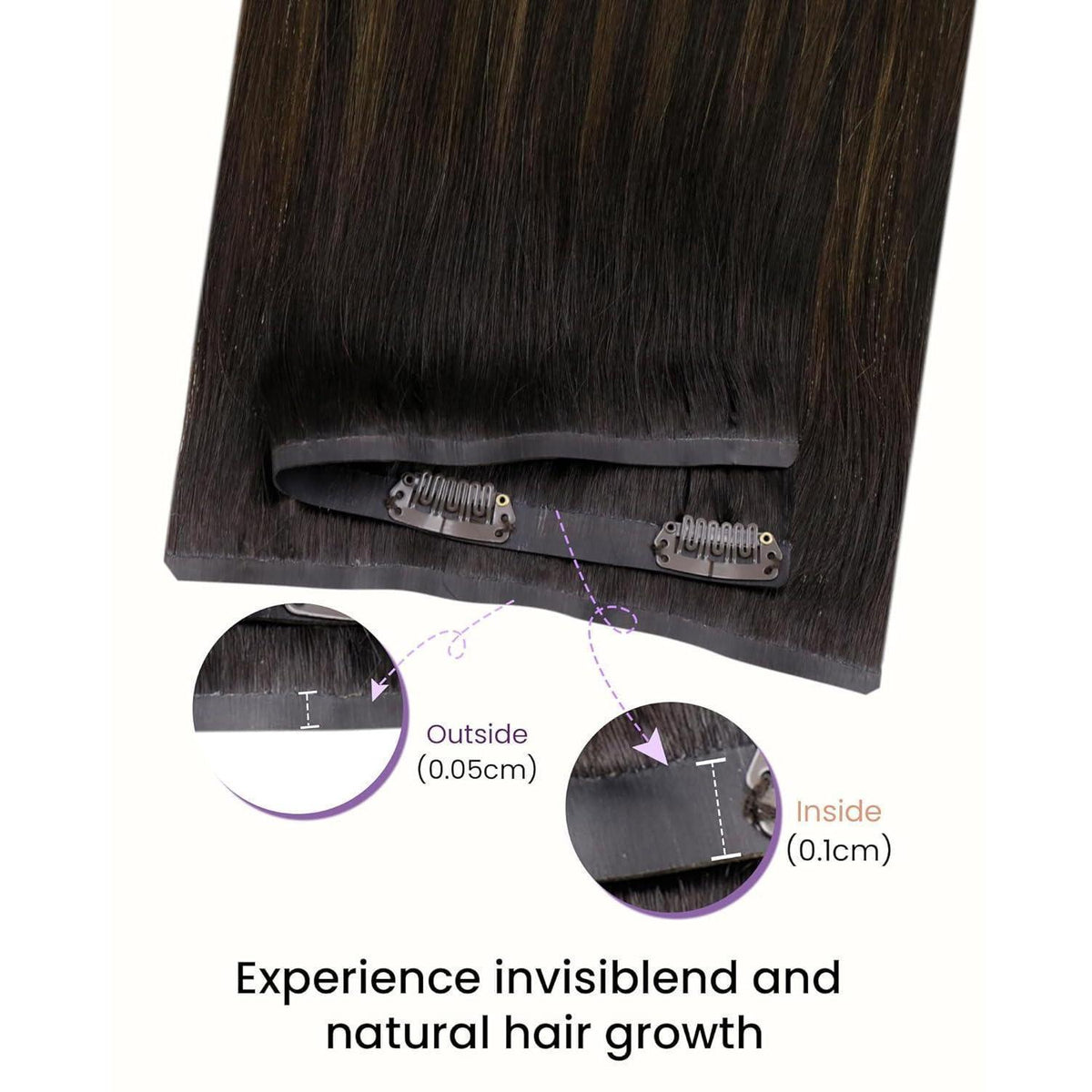 Clip-in Echthaar Extensions Braun Ombre – Voller Kopf 40cm