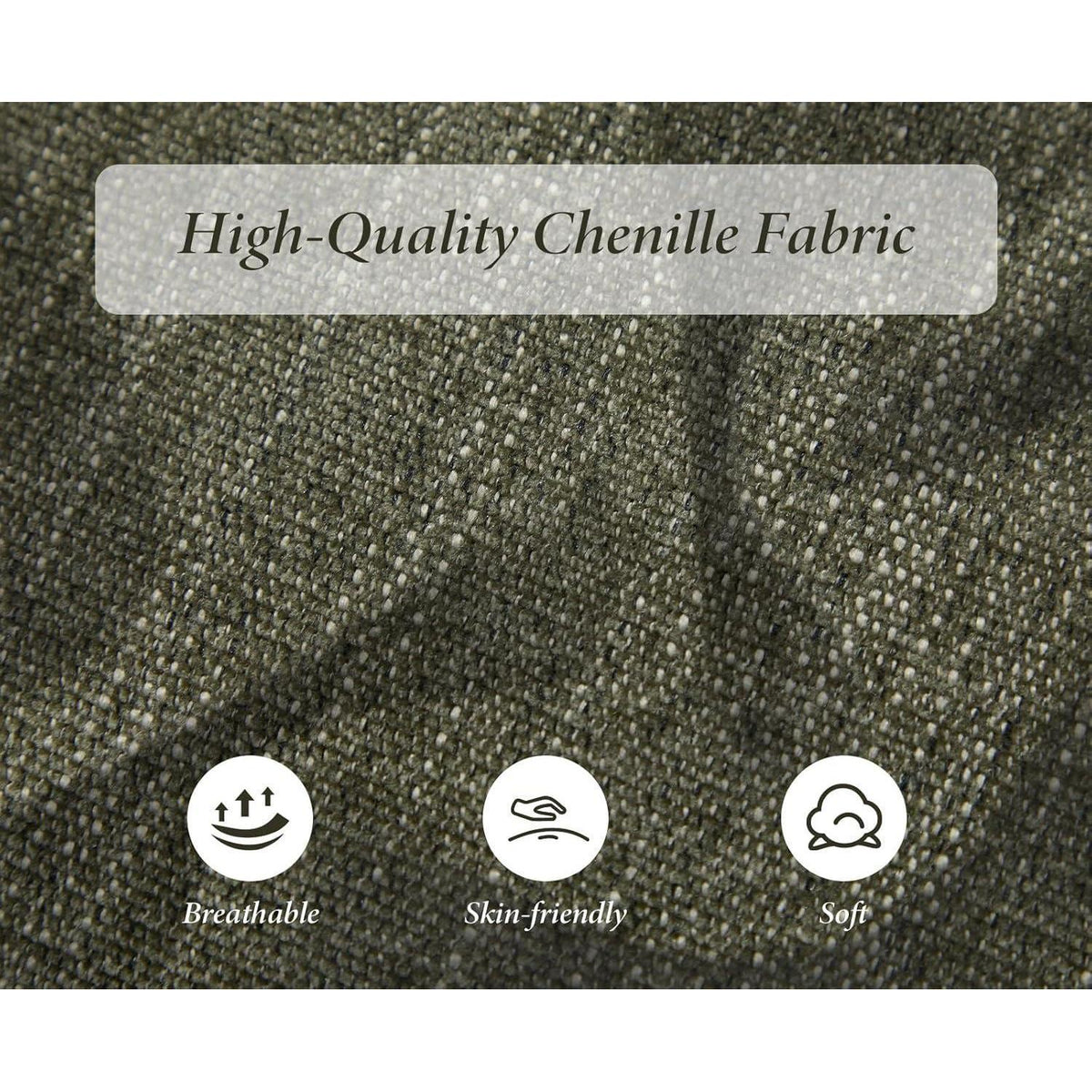 Chenille Loungesessel mit Holzbeinen – Grün