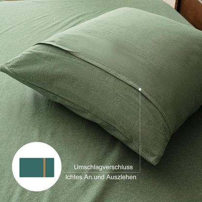 2x Kissenbezug 40x80 cm Salbeigrün – Gewaschene Baumwolle