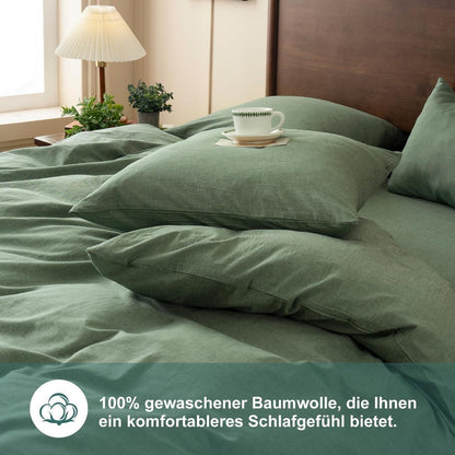 2x Kissenbezug 40x80 cm Salbeigrün – Gewaschene Baumwolle
