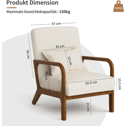 Gepolsterter Relaxsessel mit Armlehnen – Beige, Komfort & Stil