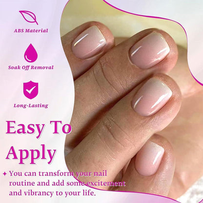 144 kurze Ombre Press-on-Nägel Weiß Pink Damen Nagelset