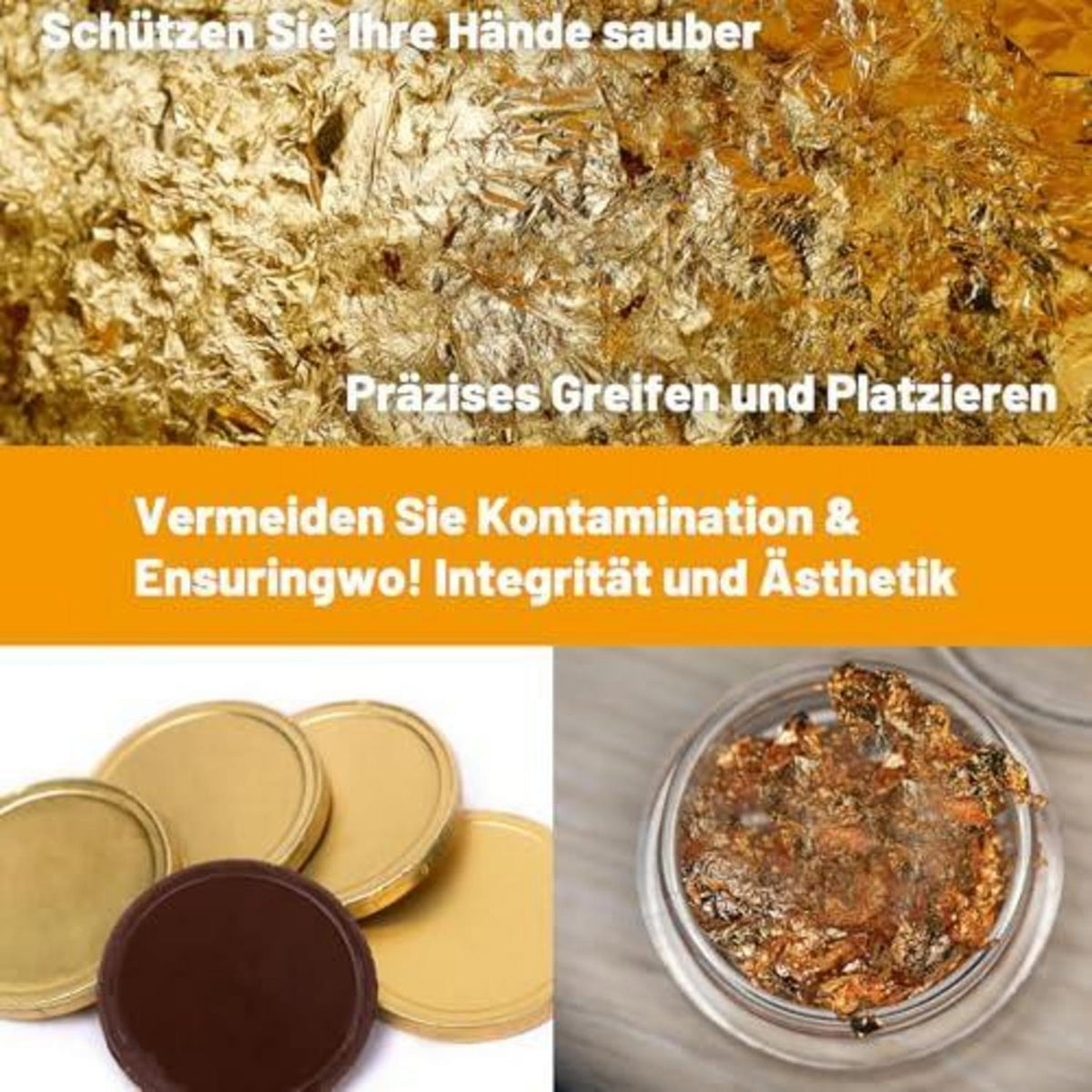Blattgold Set 203-teilig – Goldfolie für Basteln, Kunst & DIY