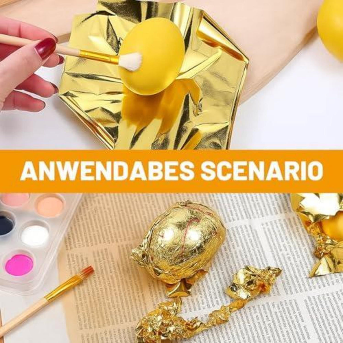 Blattgold Set 203-teilig – Goldfolie für Basteln, Kunst & DIY