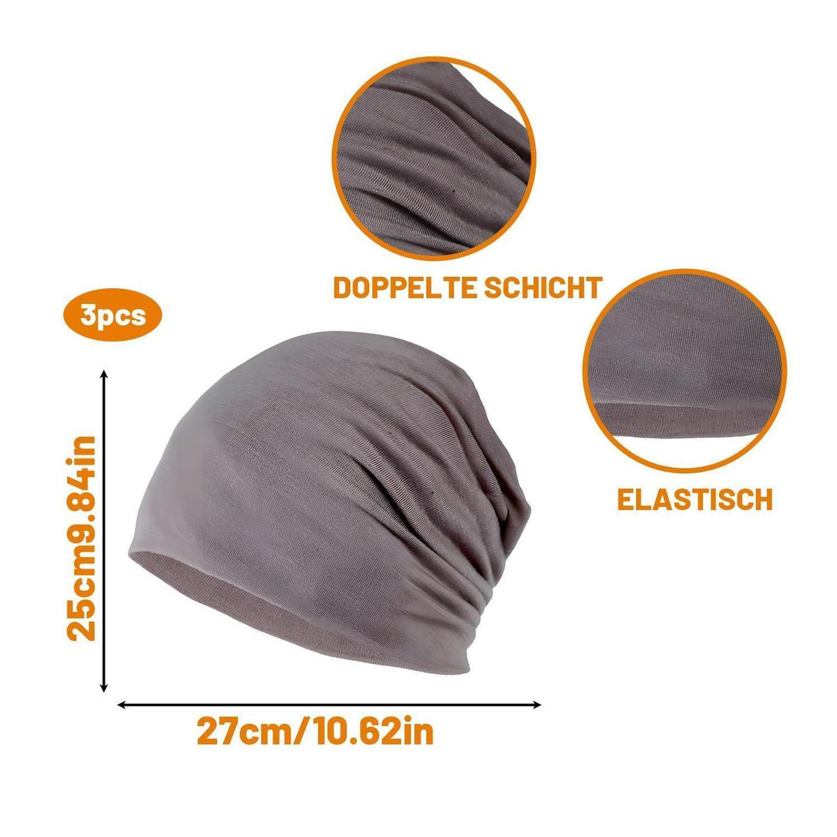Chemo Mützen Damen 3er Pack, atmungsaktiv & leicht