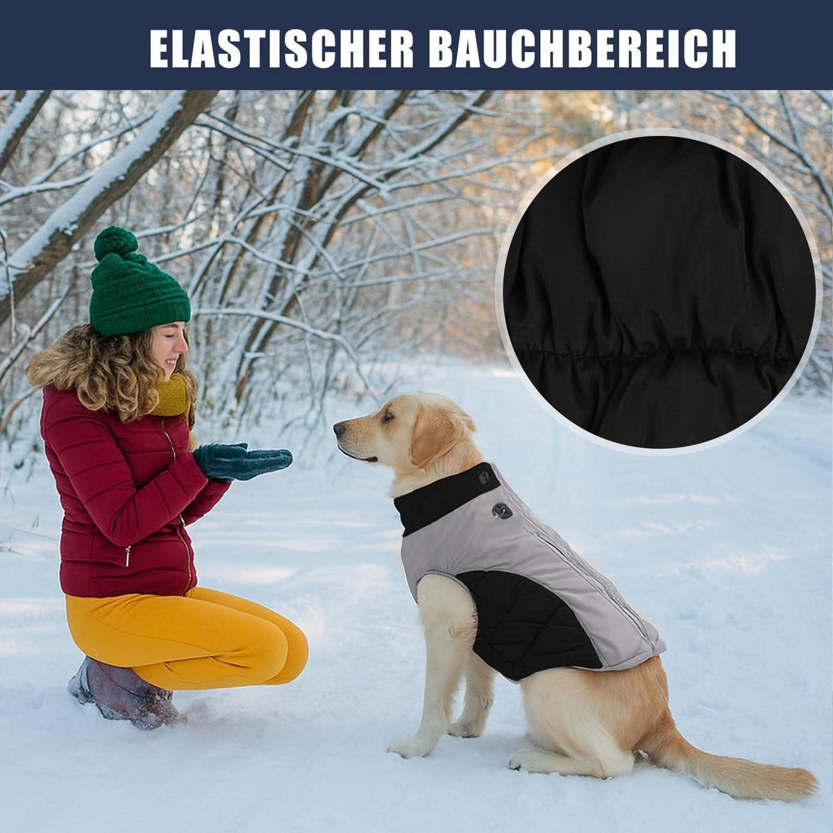 Wasserdichter Hundemantel Winter – Verstellbare Jacke mit Geschirr