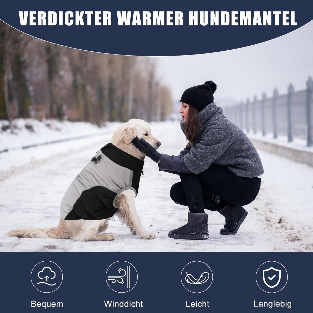 Wasserdichter Hundemantel Winter – Verstellbare Jacke mit Geschirr