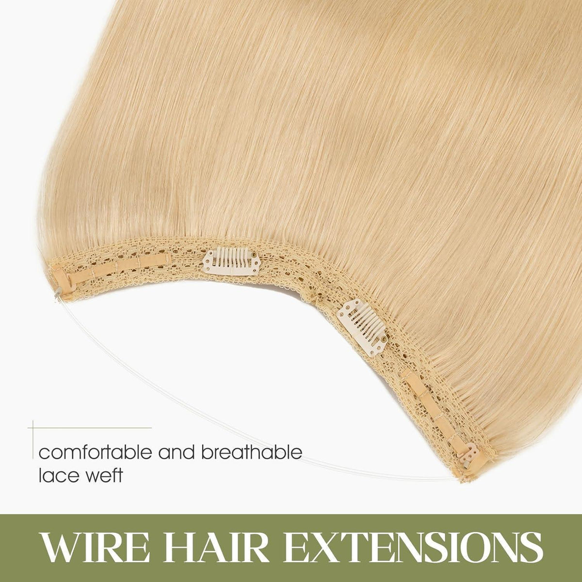 Echthaar Extension Platinblond 50cm – Unsichtbare Drahtverlängerung