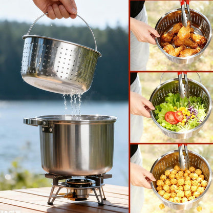 Camping Kochset Edelstahl 5-teilig – Topf, Pfanne & Zubehör