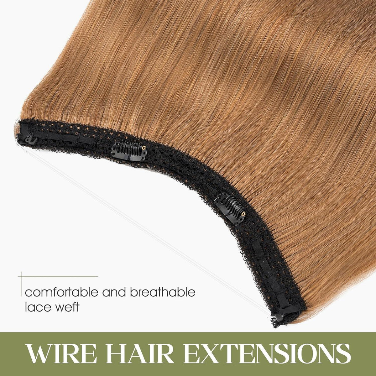 Echthaar Extension Flip-In Hellbraun 45cm mit Draht