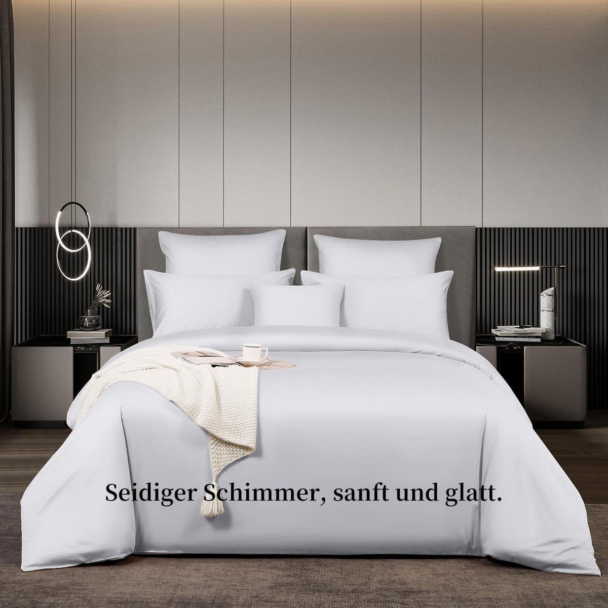 Mako Satin Bettwäsche Set 220x240 cm Weiß Baumwolle