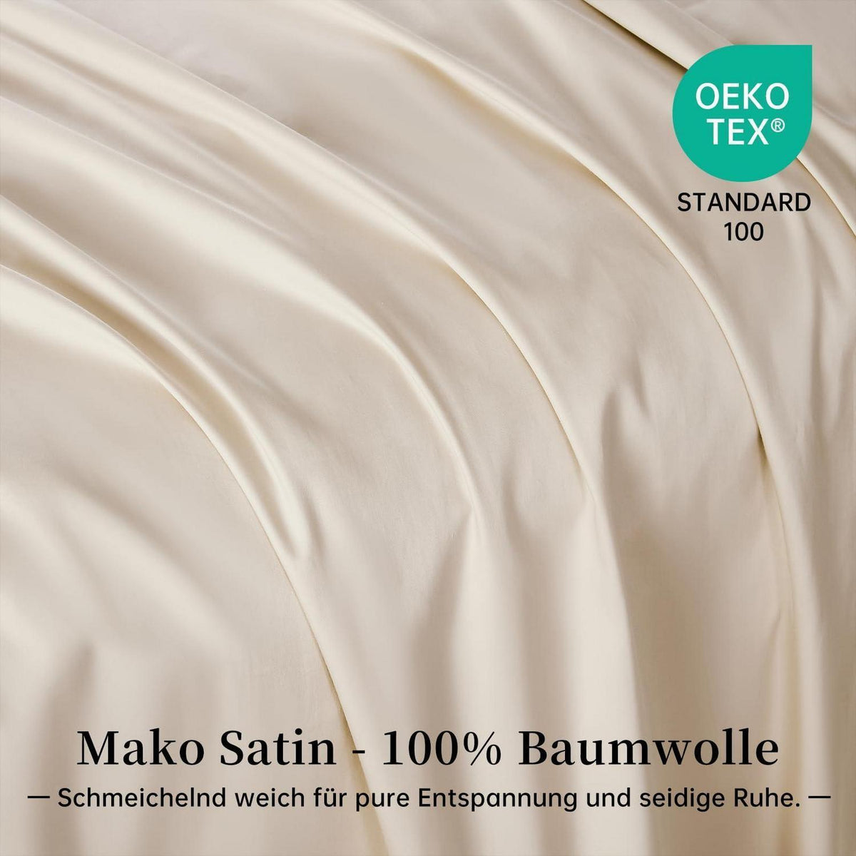 Satin Bettwäsche Set 220x240 cm Beige Baumwolle