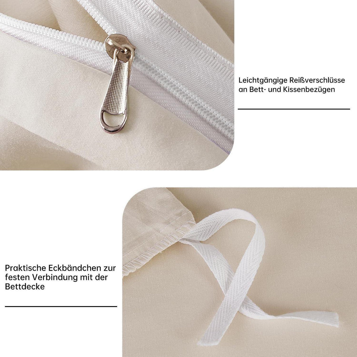 Satin Bettwäsche Set 220x240 cm Beige Baumwolle