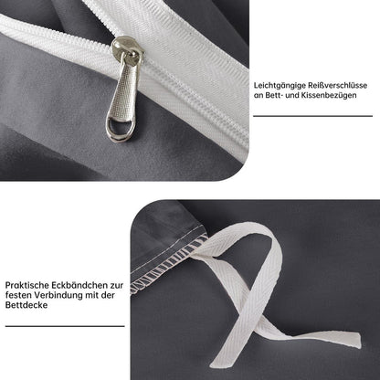 Satin Bettwäsche Set 200x200 Grau – Mako Baumwolle