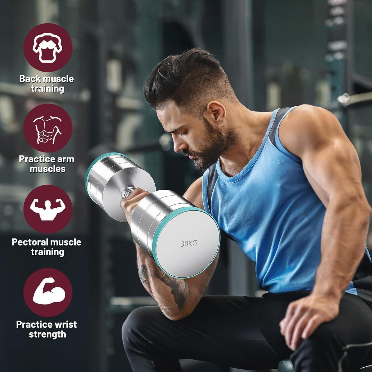 Verstellbare Kurzhanteln aus massivem Stahl für Krafttraining