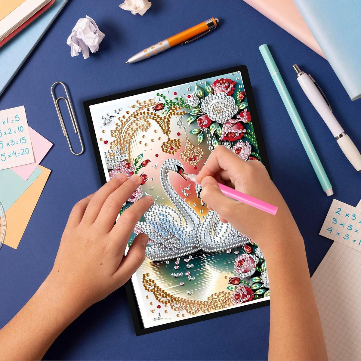 5D Diamant Painting Notizbuch Schwan A5 – Kreatives Tagebuch DIY