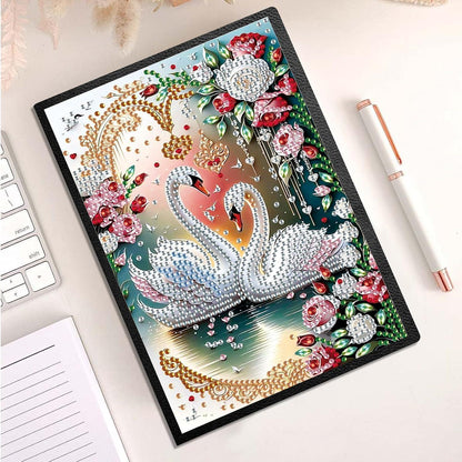 5D Diamant Painting Notizbuch Schwan A5 – Kreatives Tagebuch DIY