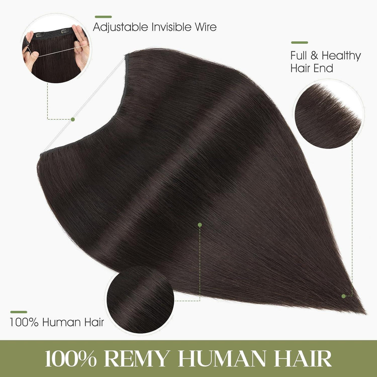 Echthaar Extension Flip-In 40cm Schwarz – Unsichtbare Verlängerung