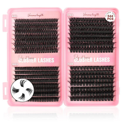 Wimpern-Extensions Cluster Set | 544 Stück D Curl 10-16mm