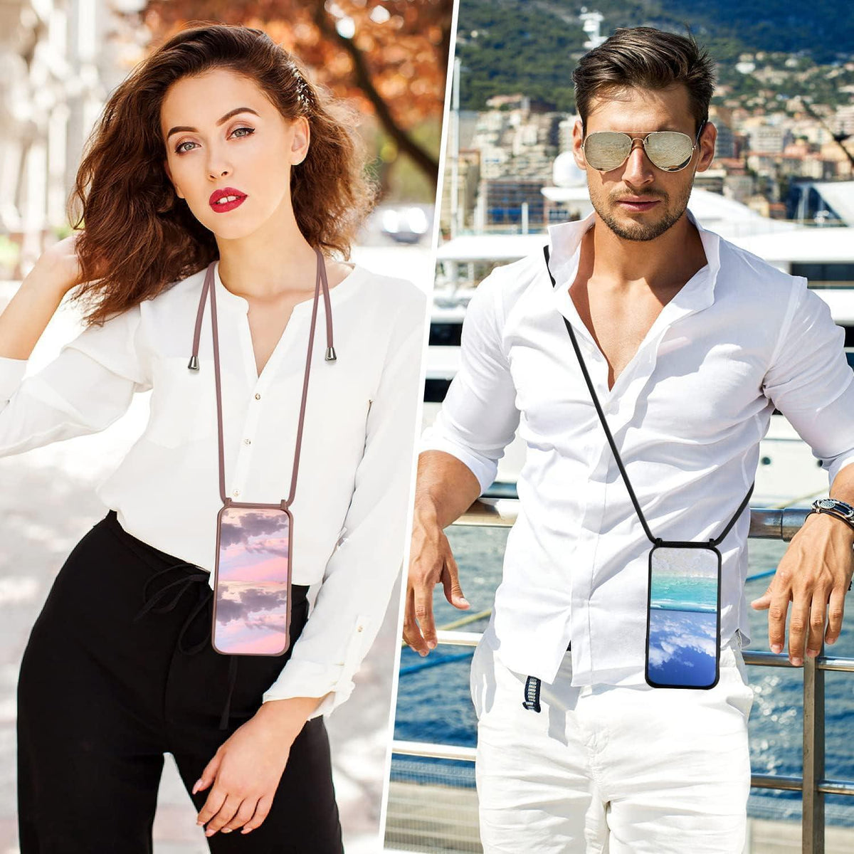 Handyhülle mit Band für Samsung Galaxy A17 4G/5G – Pink