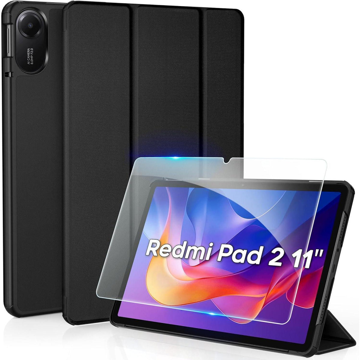 Schutzhülle mit Folie für Xiaomi Redmi Pad 2 11 Zoll, Schwarz
